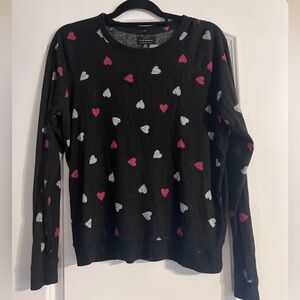 Lucky Brand black with hearts Crew Neck Long Sleeve Sweatshirt